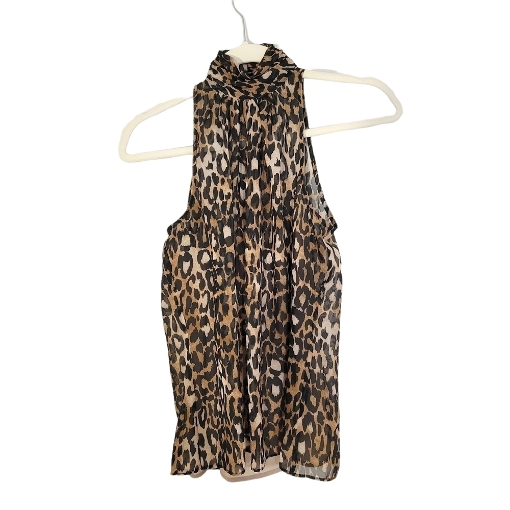 Worth Cheetah Print High Neck Blouse Set